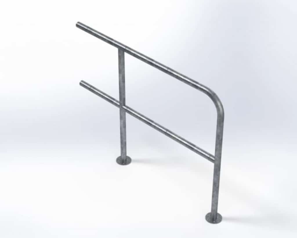 Tubular Handrail - Galvanised Steel, End, 1500mm Long, 48.3mm Diameter ...